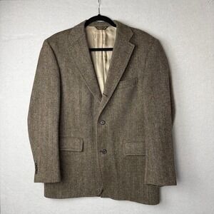 VTG J.Press Donegal Mist Brown Herringbone Tweed Blazer 39R Cashmere Mohair Wool